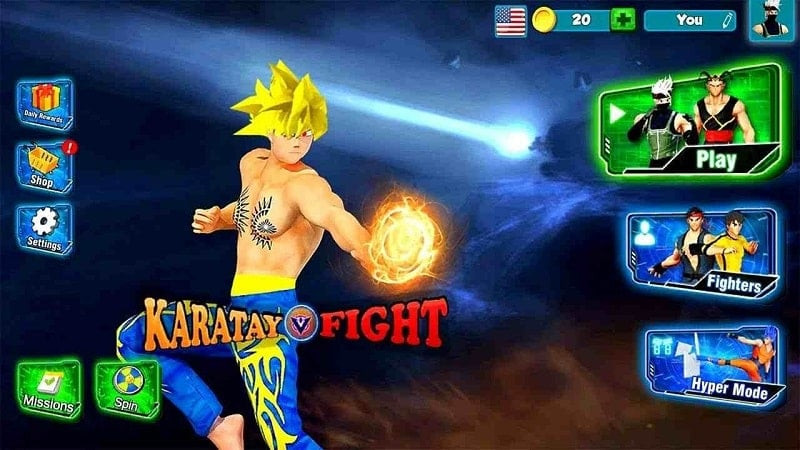 Ảnh chụp màn hình trò chơi Karate King Kung Fu Fight Game với các nhân vật đang giao chiến