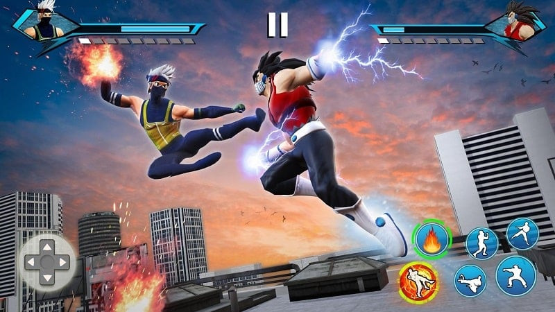 Ảnh chụp màn hình trò chơi Karate King Kung Fu Fight Game với nhân vật đang thực hiện một cú đá