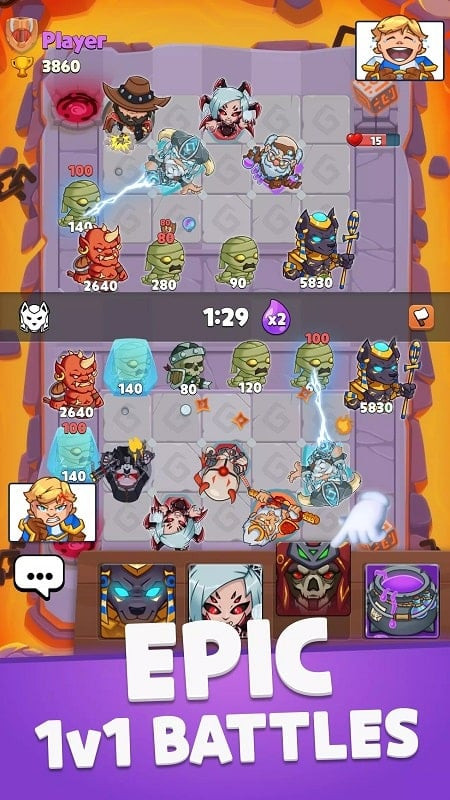 Các anh hùng tham gia lực lượng chiến đấu để bảo vệ thế giới trong Random Rush Tower Defense TD
