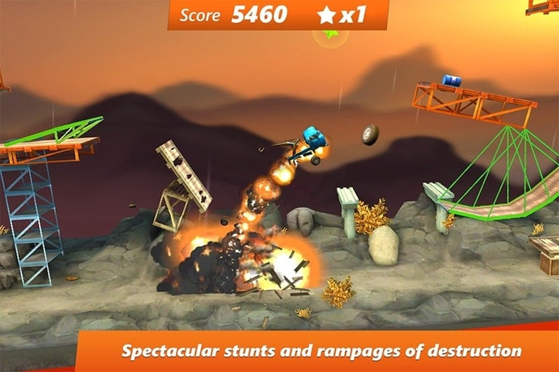 Cầu vượt hiểm trở trong Bridge Constructor Stunts APK