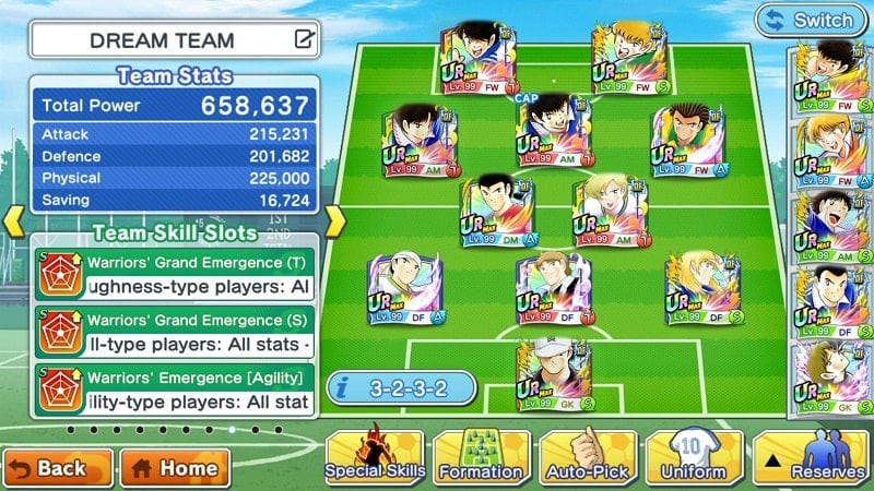 Hình ảnh các hiệu ứng kỹ năng đặc biệt trong Captain Tsubasa Dream Team