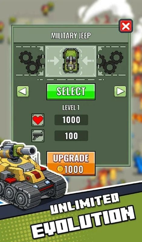 Jackal Squad Survival.io apk free – Hình ảnh các skin xe jeep độc đáo với thiết kế và màu sắc khác nhau.