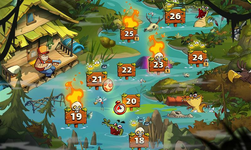 Swamp Attack 2 mod. Mô tả: Hình ảnh trong game Swamp Attack 2 Mod với nhân vật đang chiến đấu chống lại quái vật đầm lầy.