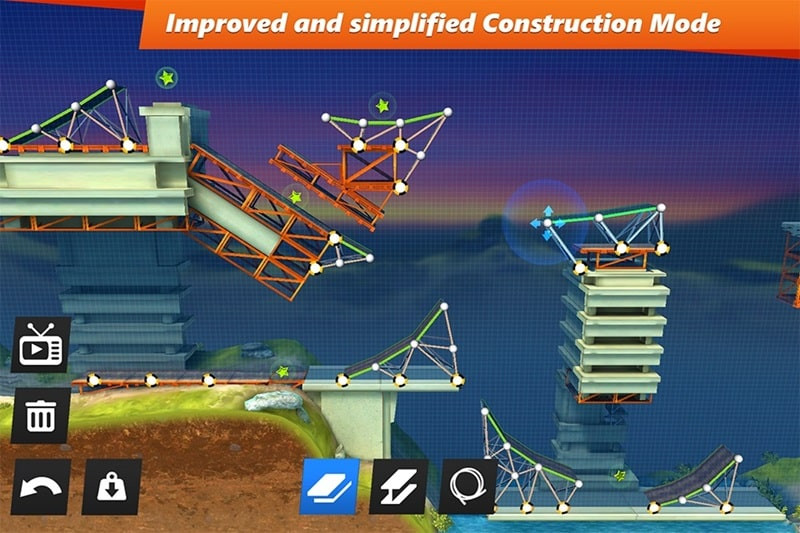 Thiết kế cầu đường chi tiết trong Bridge Constructor Stunts APK